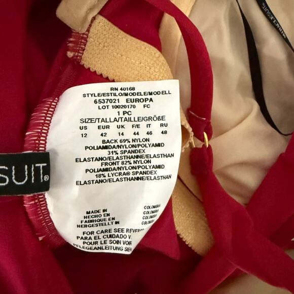 Miraclesuit Europa One Piece Swimsuit Grenadine Red US 12 Swim - Picture 9 of 9